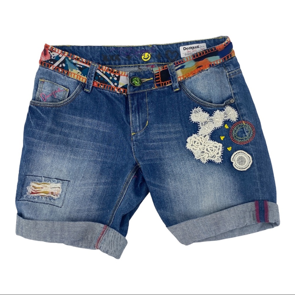 Desigual The Life Y2K embellished denim Bermuda shorts